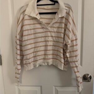 Dreamers By Debut Cream and Tan Long Sleeve